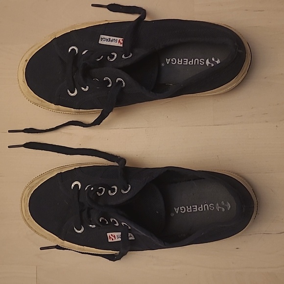 SUPERGA Navy Canvas Low Top Casual Sneakers - Picture 11 of 17